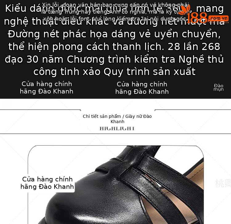Sandal nữ da thật mũi kín đế dày gót thấp kiểu La Mã — Màu đen chi tiết 8