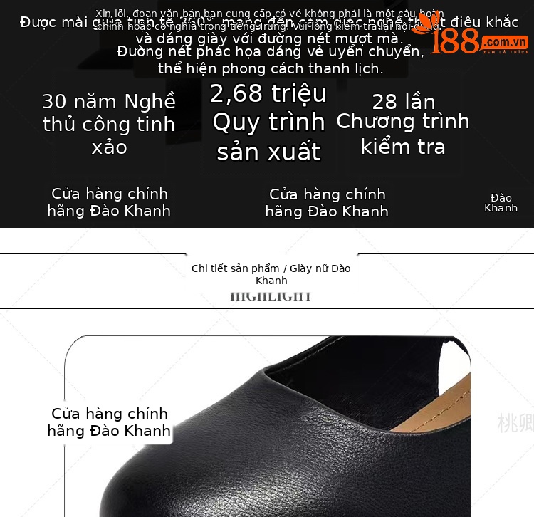 Dép da thật nữ mũi tròn bít gót thấp 3 cm quai chữ V đế mềm — Gót đen cao 3 cm chi tiết 8