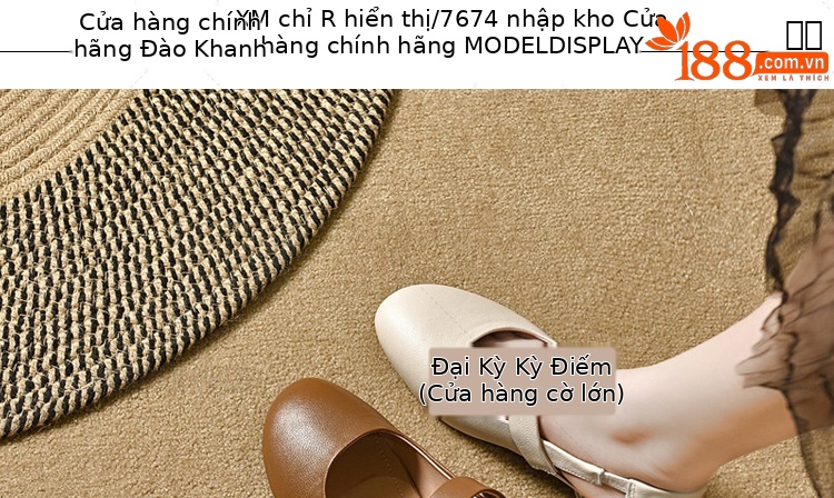 Dép da thật nữ mũi tròn bít gót thấp 3 cm quai chữ V đế mềm — Gót đen cao 3 cm chi tiết 11