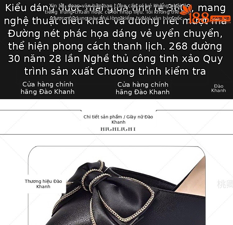 Sandal cao gót nữ da thật mũi nhọn gót mảnh phối váy — Màu đen chi tiết 8