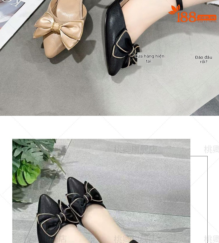 Sandal cao gót nữ da thật mũi nhọn gót mảnh phối váy — Màu đen chi tiết 12