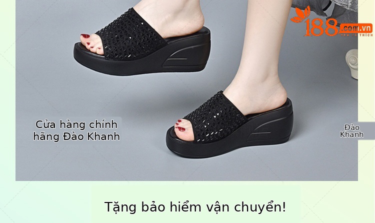 Sandal cao gót nữ đế dày đính đá lấp lánh quai ngang da thật — Màu đen chi tiết 2
