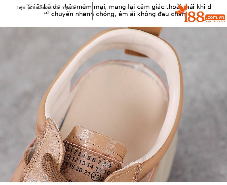 Sandal bít mũi thể thao da bò thật đế dày cổ điển mùa hè — Màu be chi tiết 6