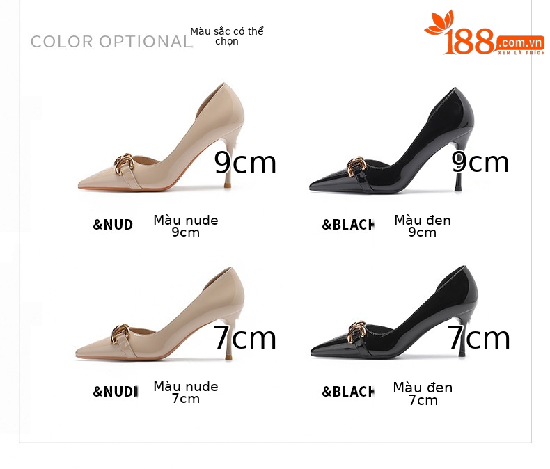 Giày cao gót nữ mũi nhọn gót 9 cm kiểu dáng xẻ bên — Màu nude-9CM chi tiết 1