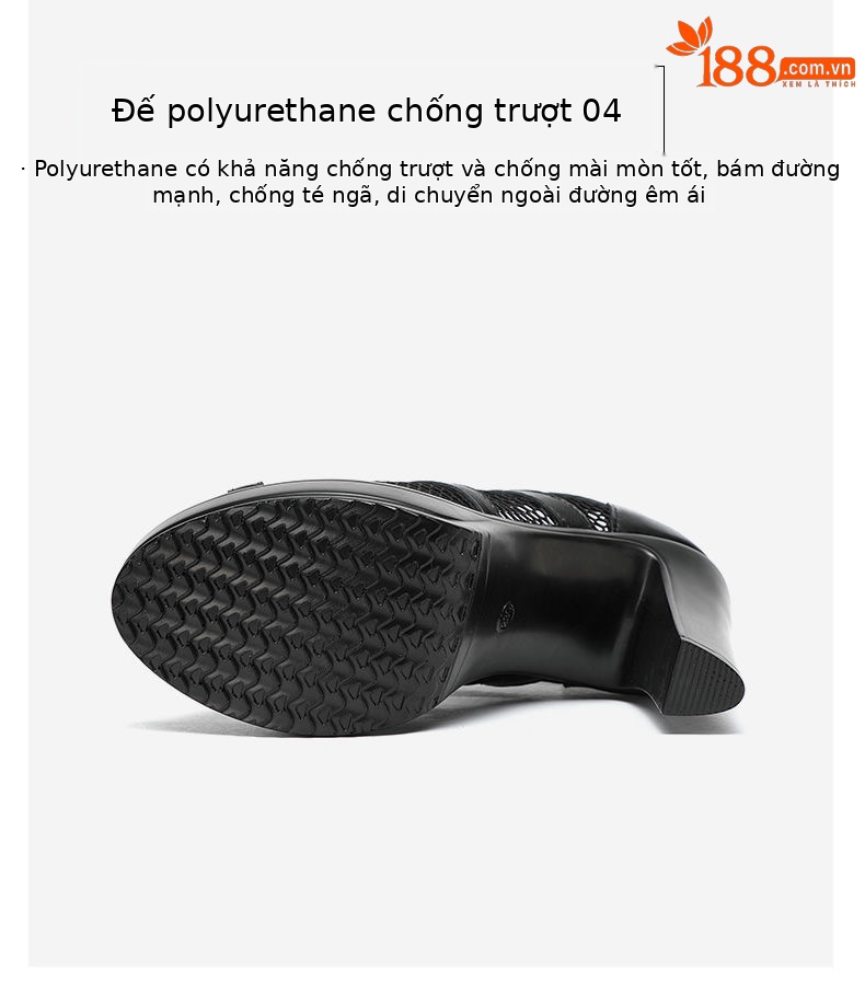 Sandal nữ đế xuồng cao gót mũi hở lưới phối dây La Mã platform 8 cm — Màu đen, Màu đen 8cm chi tiết 8