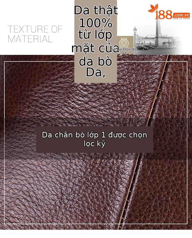 Túi đeo chéo nam da bò lớp đầu cổ điển Lion Leiden — Màu cà phê, Màu đen, màu nâu chi tiết 4
