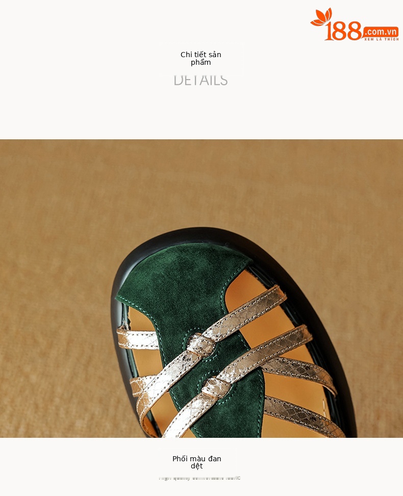 Sandal nữ da lộn quai mảnh dệt, mũi kín khóa chữ T, gót cao đế dày — Màu đen chi tiết 12