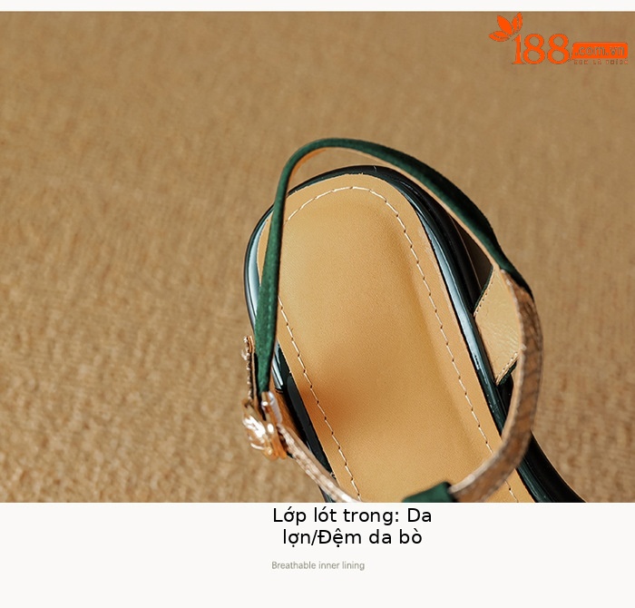 Sandal nữ da lộn quai mảnh dệt, mũi kín khóa chữ T, gót cao đế dày — Màu đen chi tiết 13