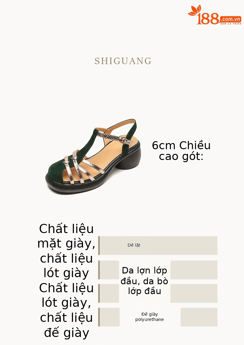 Sandal nữ da lộn quai mảnh dệt, mũi kín khóa chữ T, gót cao đế dày — Màu đen chi tiết 4