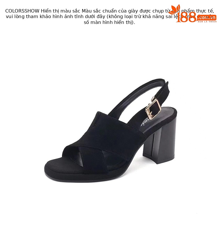 Sandal cao gót da cừu nữ mũi hở gót 7 cm đế dày chống thấm — Màu đen gót 7cm chi tiết 9
