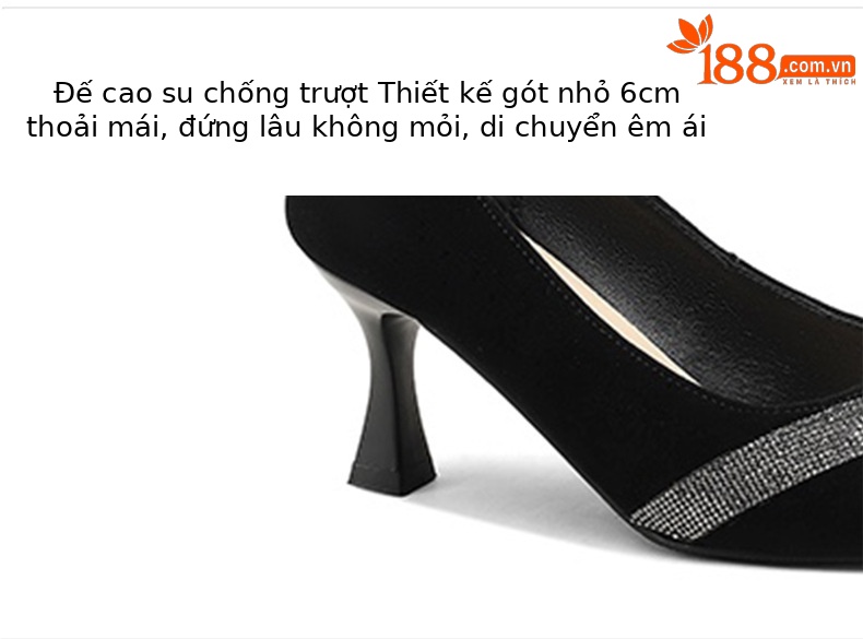 Giày cao gót nữ da thật mũi nhọn gót nhọn 6cm miệng nông công sở xuân hè — Gót Thô 3cm chi tiết 8