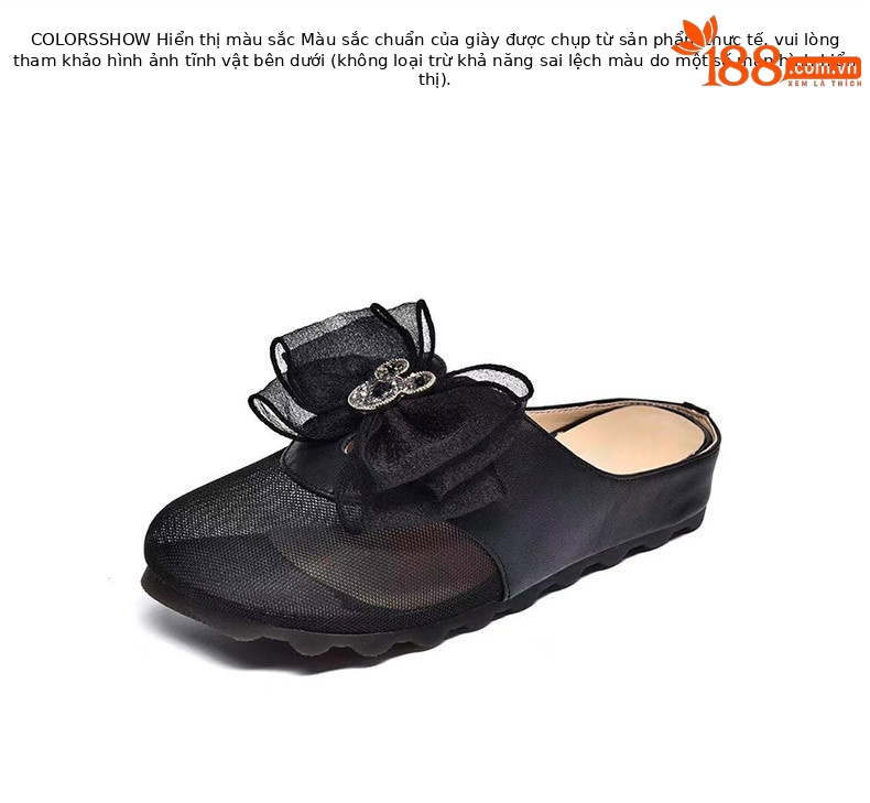 Giày lười nữ mũi vuông da thật phối lưới thoáng khí, đế nâng nhẹ — Màu đen chi tiết 7