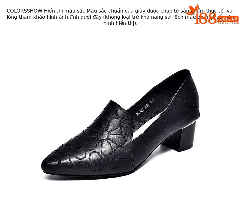 Giày nữ da bò mềm đế mềm gót vuông 5 cm phong cách retro — Gót giữa KAKI 5cm chi tiết 7