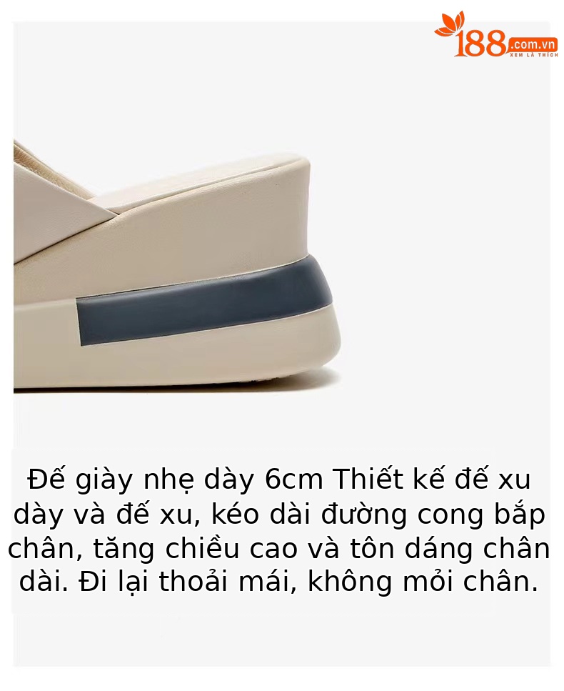 Dép sandal nữ đế xuồng da bò thật quai chữ V gót cao 9 cm — Màu đen (Da bò lớp đầu tiên) chi tiết 8