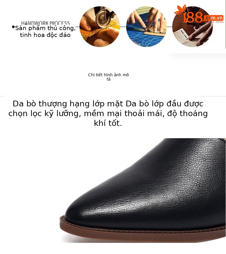 Dép sandal nữ da thật mũi nhọn gót trung bình quai chữ V — Màu đen chi tiết 7