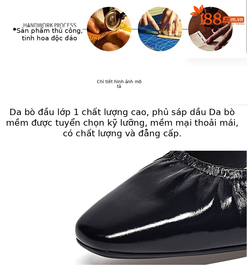 Dép mule nữ da thật mũi kín hở gót, kiểu dáng sang trọng mùa hè — Da Bò Lớp đầu màu be chi tiết 7