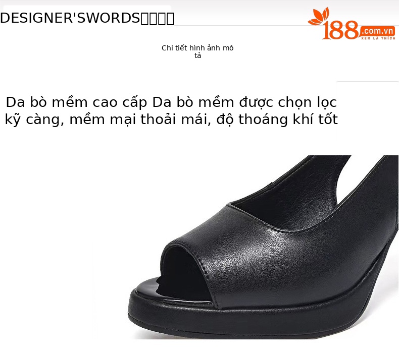 Sandal quai ngang nữ mùa hè da thật gót wedge đế dày phong cách La Mã — Màu đen chi tiết 8