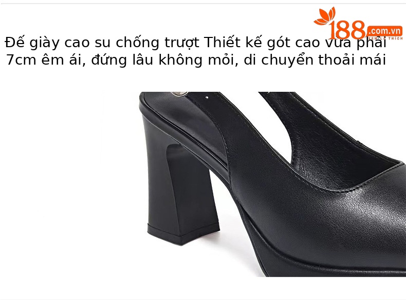 Sandal quai ngang nữ mùa hè da thật gót wedge đế dày phong cách La Mã — Màu đen chi tiết 9
