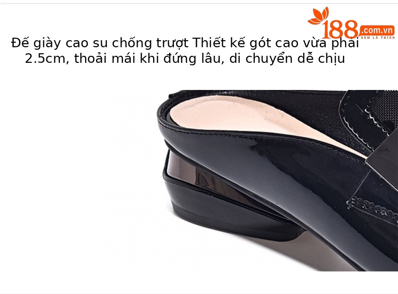 Dép mule nữ mũi kín lưới thoáng khí gót thấp — Màu đen chi tiết 8
