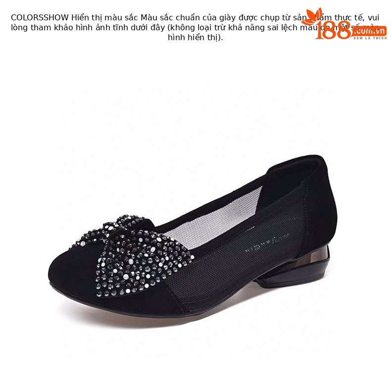 Giày bệt nữ da thật mũi tròn lưới thoáng khí đế bằng — Lưới da cừu 2.5 cm chi tiết 9