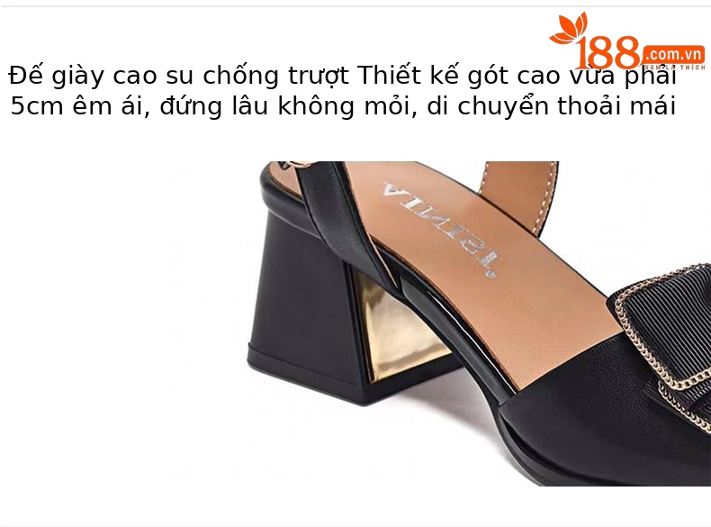 Sandal cao gót nữ quai ngang da thật mũi nhọn nơ điệu đà — Chân mập màu be to hơn một cỡ chi tiết 8