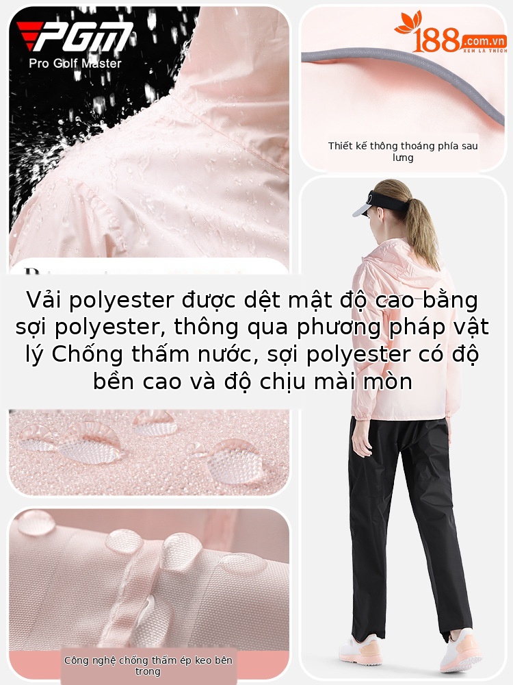Bộ áo mưa golf PGM chống mưa toàn thân unisex — YF688-Trắng [unisex], YF690-hồng [áo mưa nữ]