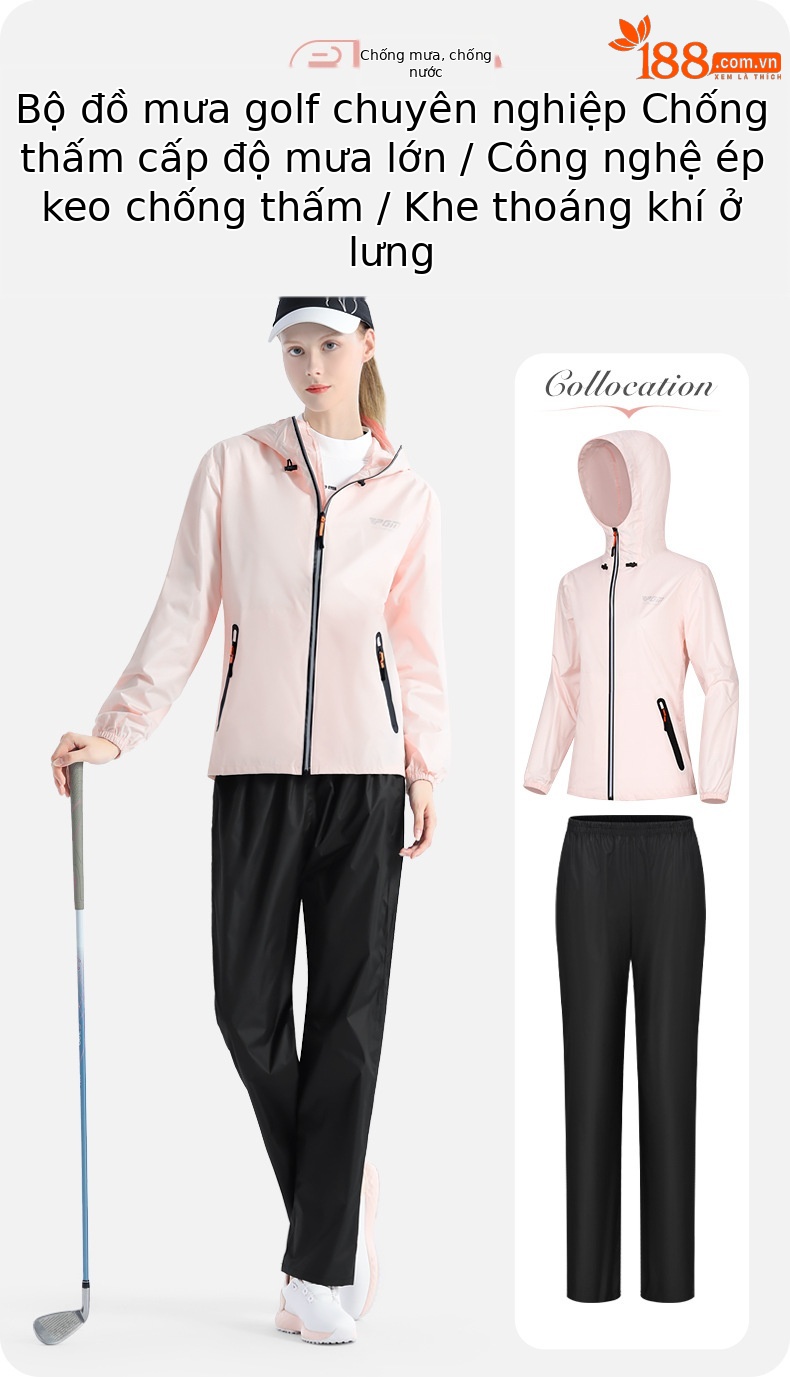 Bộ áo mưa golf PGM chống mưa toàn thân unisex — YF688-Trắng [unisex], YF690-hồng [áo mưa nữ] chi tiết 2