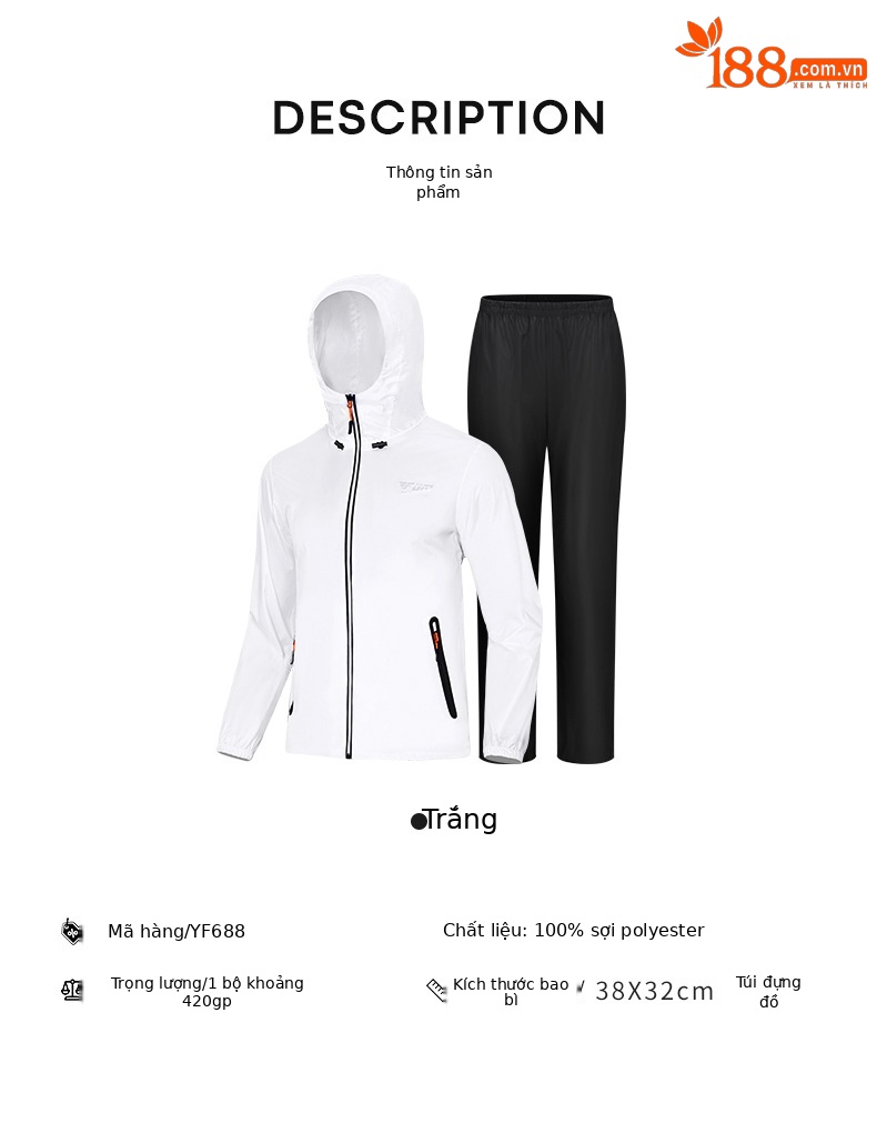 Bộ áo mưa golf PGM chống mưa toàn thân unisex — YF688-Trắng [unisex], YF690-hồng [áo mưa nữ] chi tiết 24