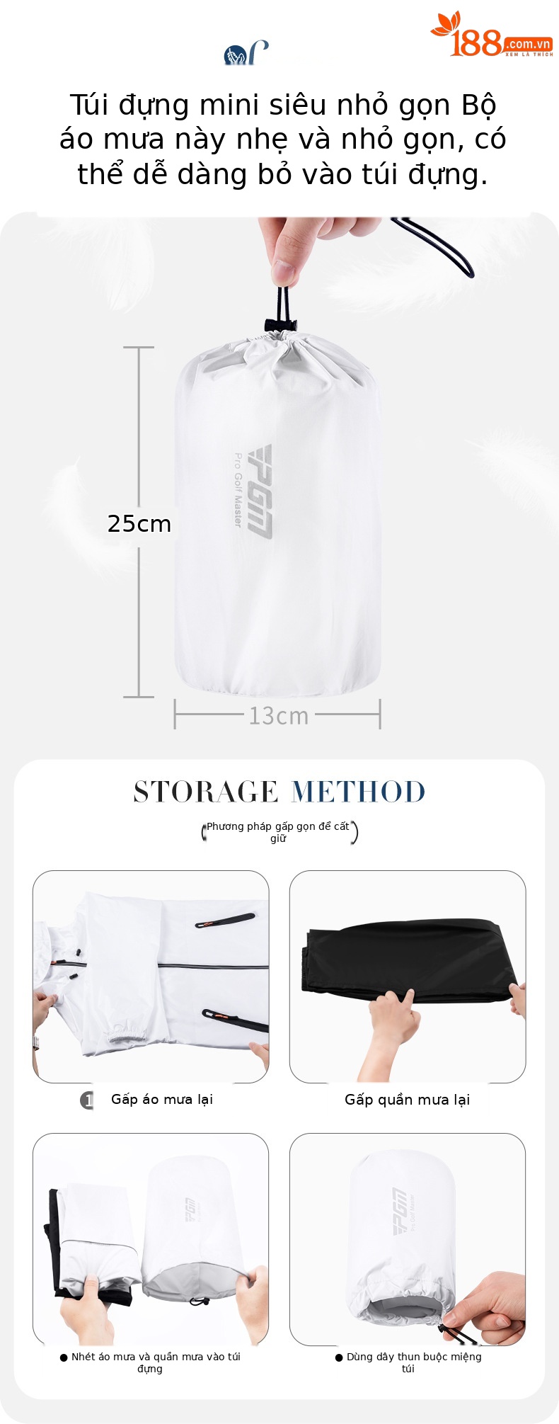 Bộ áo mưa golf PGM chống mưa toàn thân unisex — YF688-Trắng [unisex], YF690-hồng [áo mưa nữ] chi tiết 23