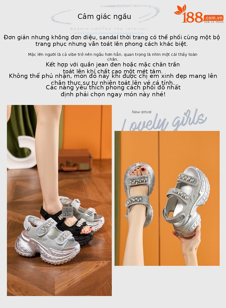 Dép sandal nữ xỏ ngón đế bệt lưới thoáng mùa hè — Đen, Bạc chi tiết 3