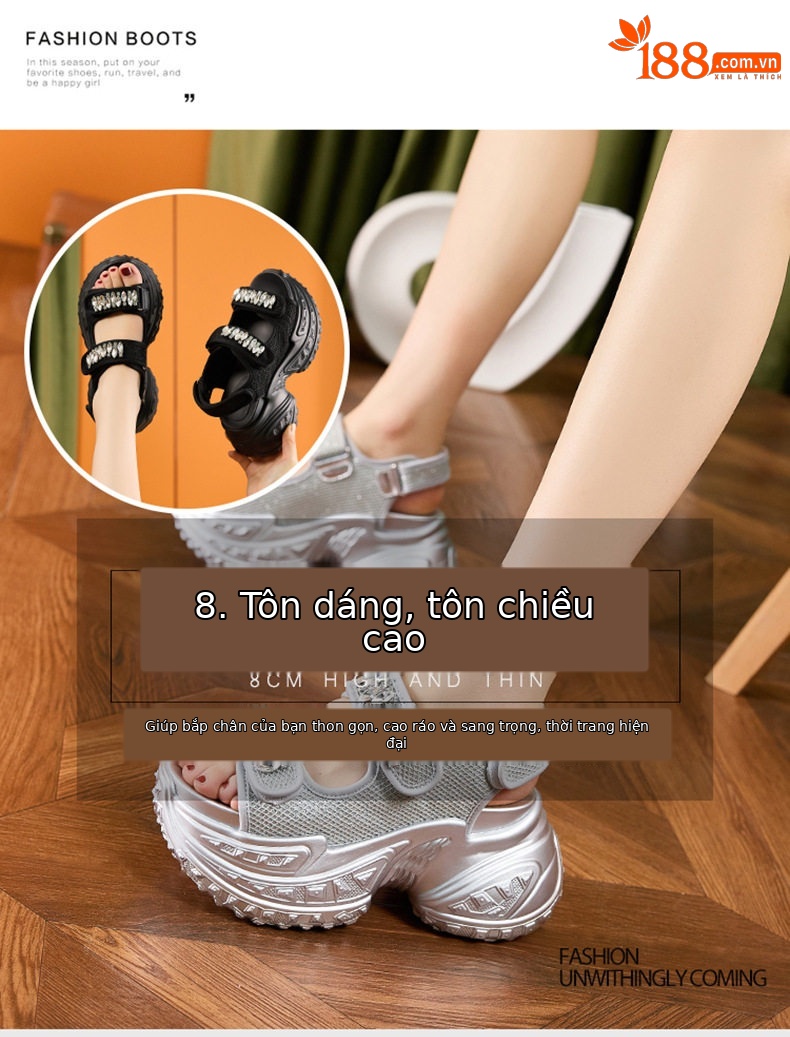 Dép sandal nữ xỏ ngón đế bệt lưới thoáng mùa hè — Đen, Bạc chi tiết 8