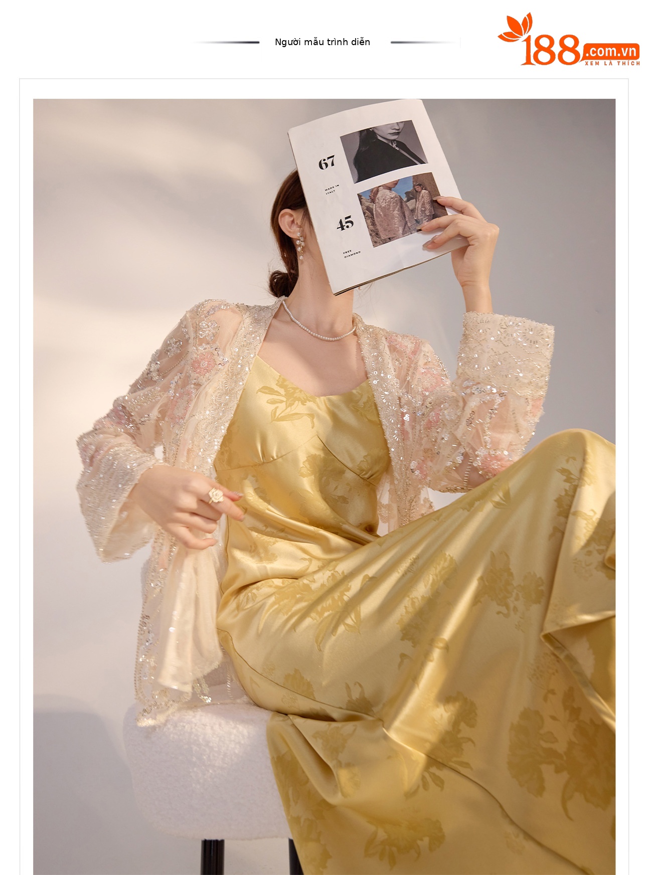 Áo khoác nữ phong cách dân tộc đính sequin jacquard khoét rỗng mỏng cao cấp M5026 — Màu mơ chi tiết 1