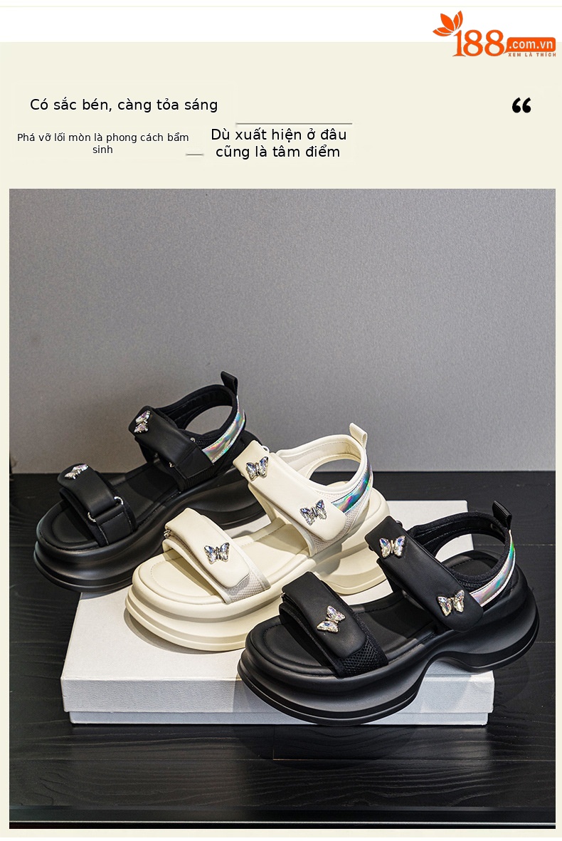 Dép sandal nữ quai chữ V đế dày 5 cm, phong cách thể thao, dán Velcro, phù hợp đi chơi ngoài trời hè 2026 — M2605 đen, M 2605m Màu sắc chi tiết 2