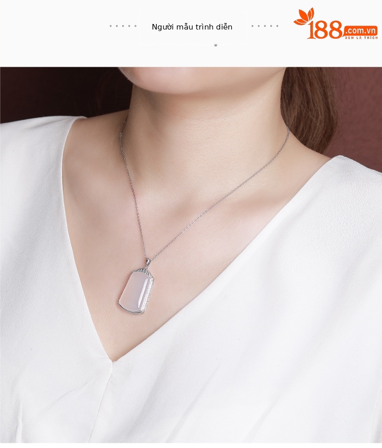 Mặt dây chuyền bạc S925 hình hươu đính đá chalcedony xanh – phong cách cổ điển sang trọng — Chalcedony xanh (không có chuỗi) chi tiết 5
