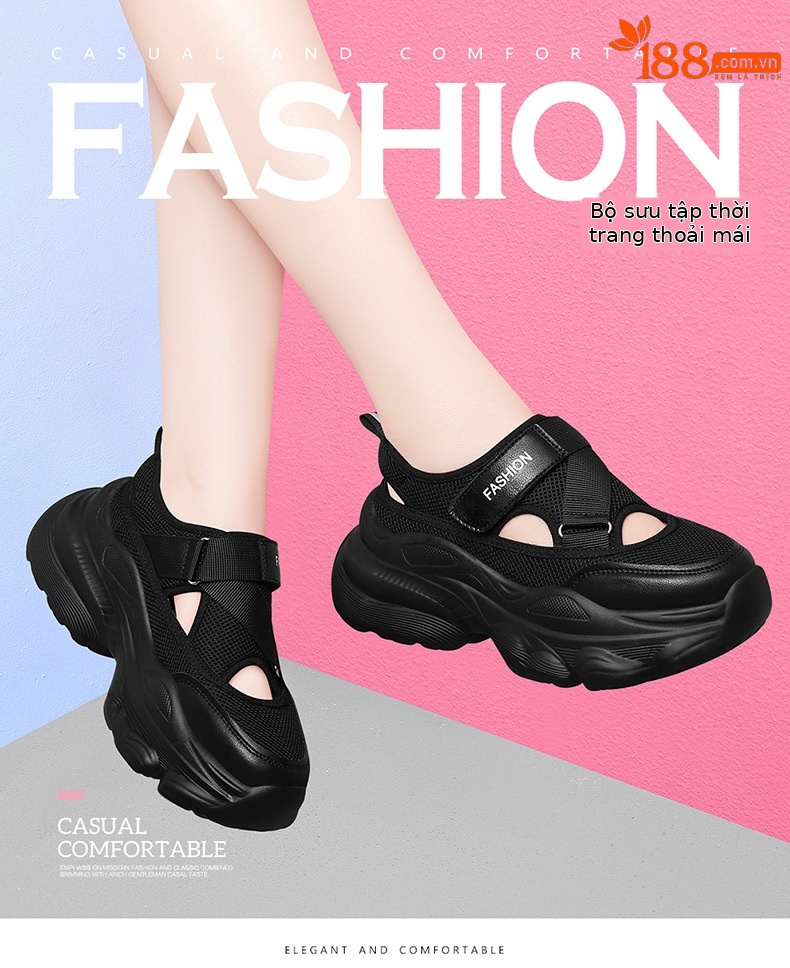 Giày sneaker chunky đế dày thoáng khí mùa hè, dây Velcro tiện lợi — 2006 màu đen, 2006 màu bạc chi tiết 2