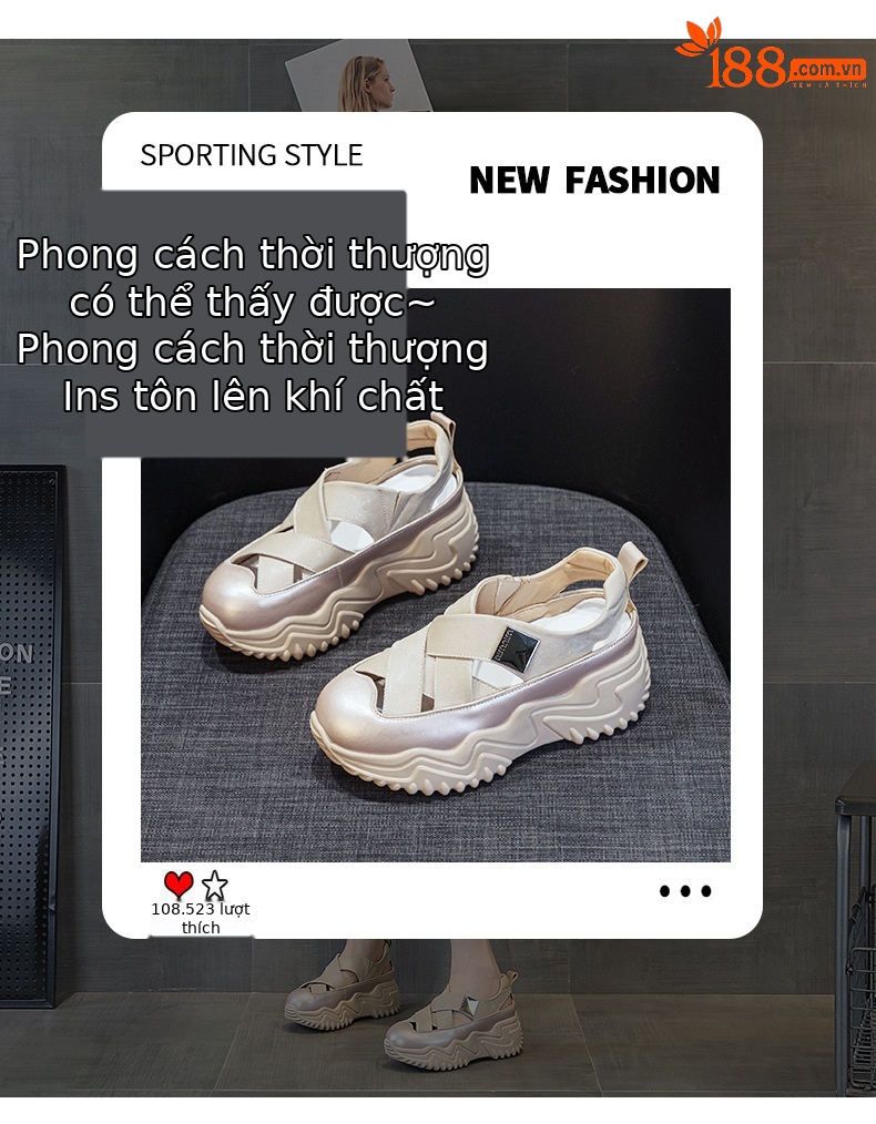 Giày sandal bít mũi khoét lỗ nữ đế dày thời trang thoáng khí — M2609 màu xám, M2609 màu mơ, M2609 màu vàng chi tiết 3