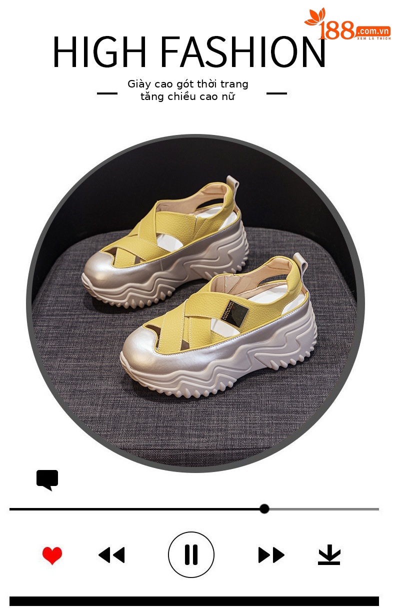 Giày sandal bít mũi khoét lỗ nữ đế dày thời trang thoáng khí — M2609 màu xám, M2609 màu mơ, M2609 màu vàng chi tiết 5