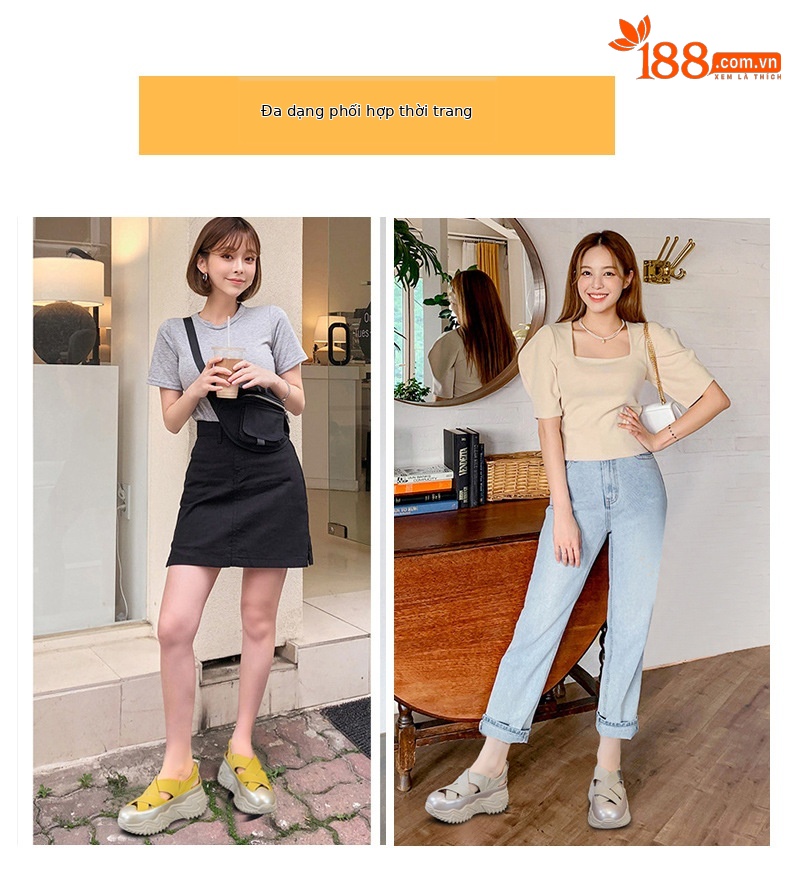 Giày sandal bít mũi khoét lỗ nữ đế dày thời trang thoáng khí — M2609 màu xám, M2609 màu mơ, M2609 màu vàng chi tiết 6