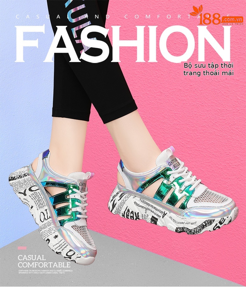 Giày sneaker nữ lưới thoáng khí đế dày phong cách retro mùa hè 2024 — JST 11215 cao gót kaki 6cm, JST 11221 trắng xanh, LJ 58123 be xám gót cao 5cm, LJ 58121 cao gót màu be 5cm chi tiết 1