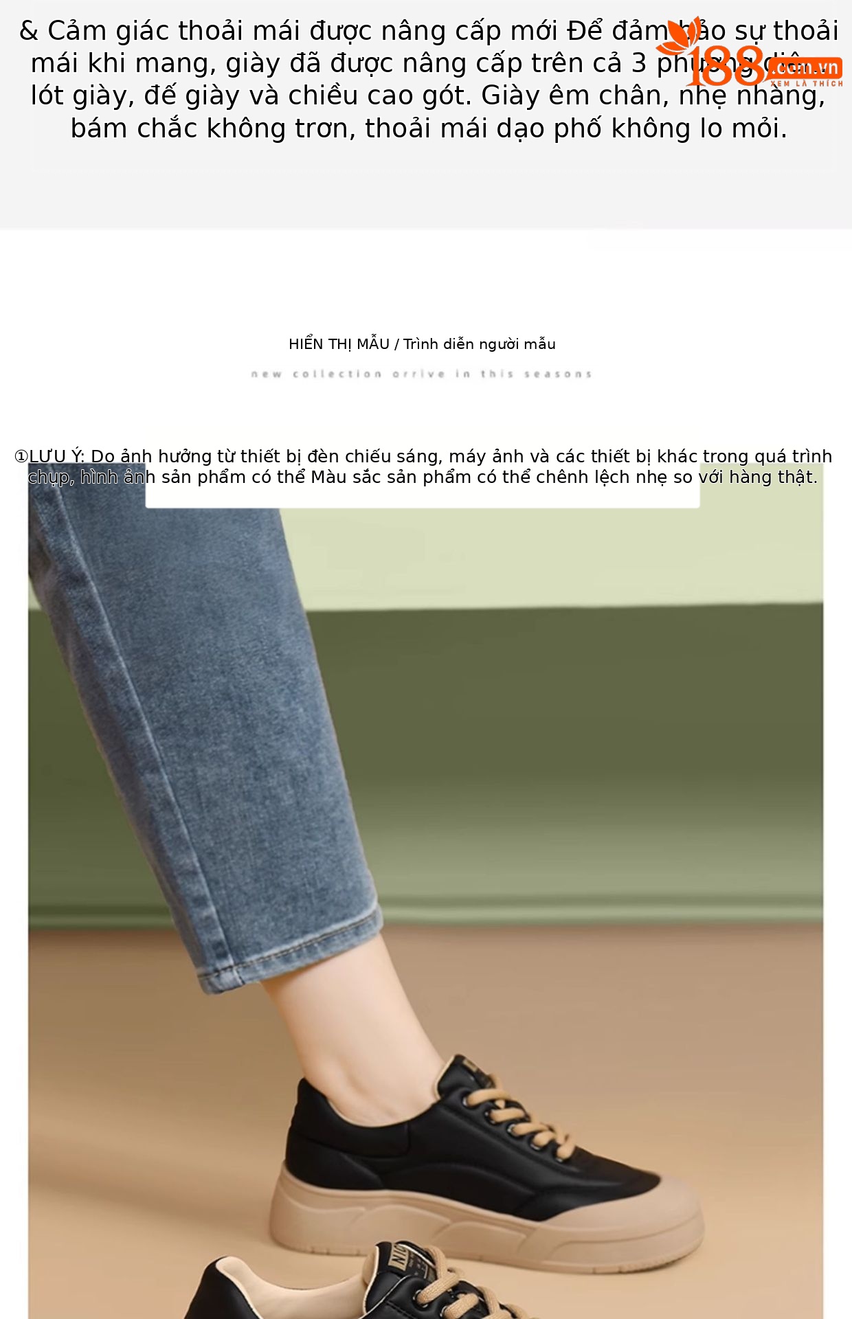 Giày sneaker nữ đế dày da thật mặt lưới thoáng khí mới xuân hè 2024 — Mặt lưới đen LJ 68006 M, JST 1901 mặt lưới màu đen, DH 29081 Mặt lưới đen, DH 29060 Đen Mơ chi tiết 8
