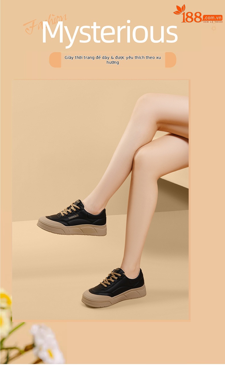 Giày sneaker nữ đế dày chunky mùa xuân hè 2024, đế bệt platform nhẹ chống trượt — DH 29060 màu trắng, DH 29060 Trắng xám, DH 26006 be xám [Mô hình rỗng], DH 29060 Đen Màu mơ chi tiết 1