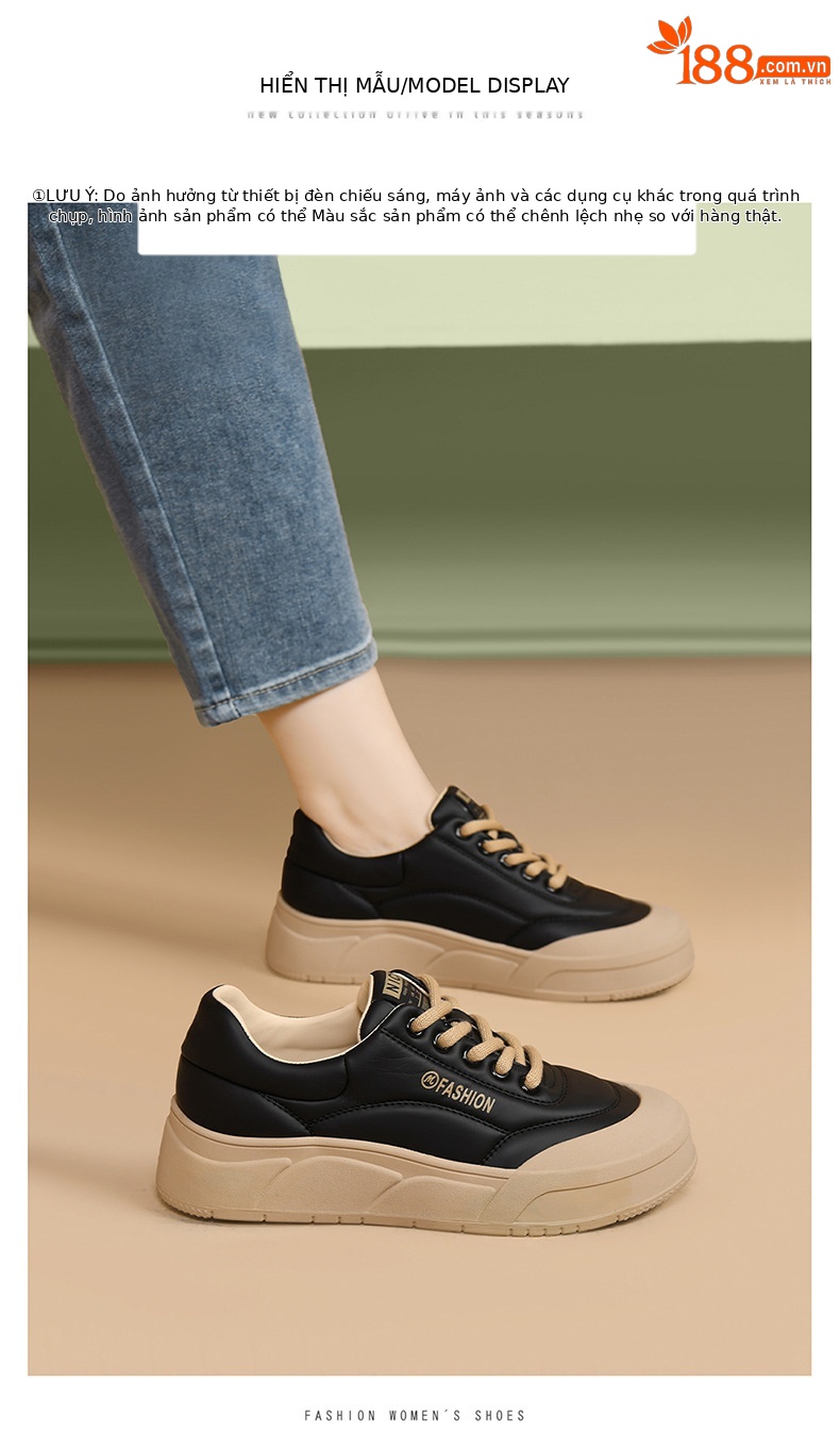 Giày sneaker nữ đế dày chunky mùa xuân hè 2024, đế bệt platform nhẹ chống trượt — DH 29060 màu trắng, DH 29060 Trắng xám, DH 26006 be xám [Mô hình rỗng], DH 29060 Đen Màu mơ chi tiết 7