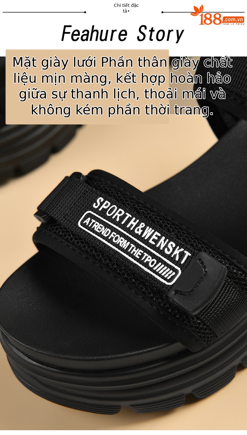 Giày sandal thể thao da thật đế dày nữ gót 4cm quai chữ V khóa dán — JST 1609 cao gót xanh đen 4cm, Đen trắng 2001 LJ, JST 1611 cao gót xanh đen 4cm, 2206 ML màu đen chi tiết 15