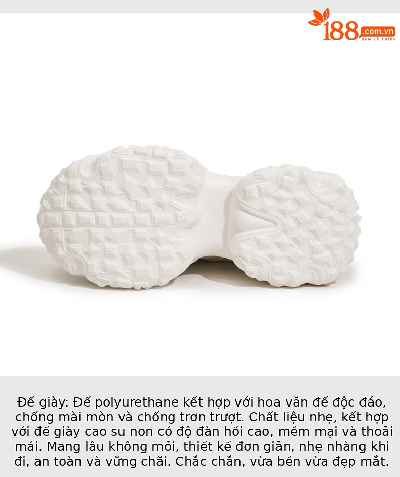 Giày sneaker nữ chunky đế dày lưới thoáng họa tiết đá quý gót 10 cm — Bạc, Trắng chi tiết 6