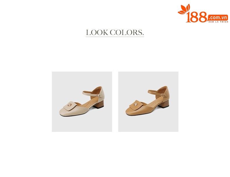 Sandal nữ quai ngang mũi bao da cừu cao cấp, gót vuông ổn định — Màu trắng be chi tiết 5