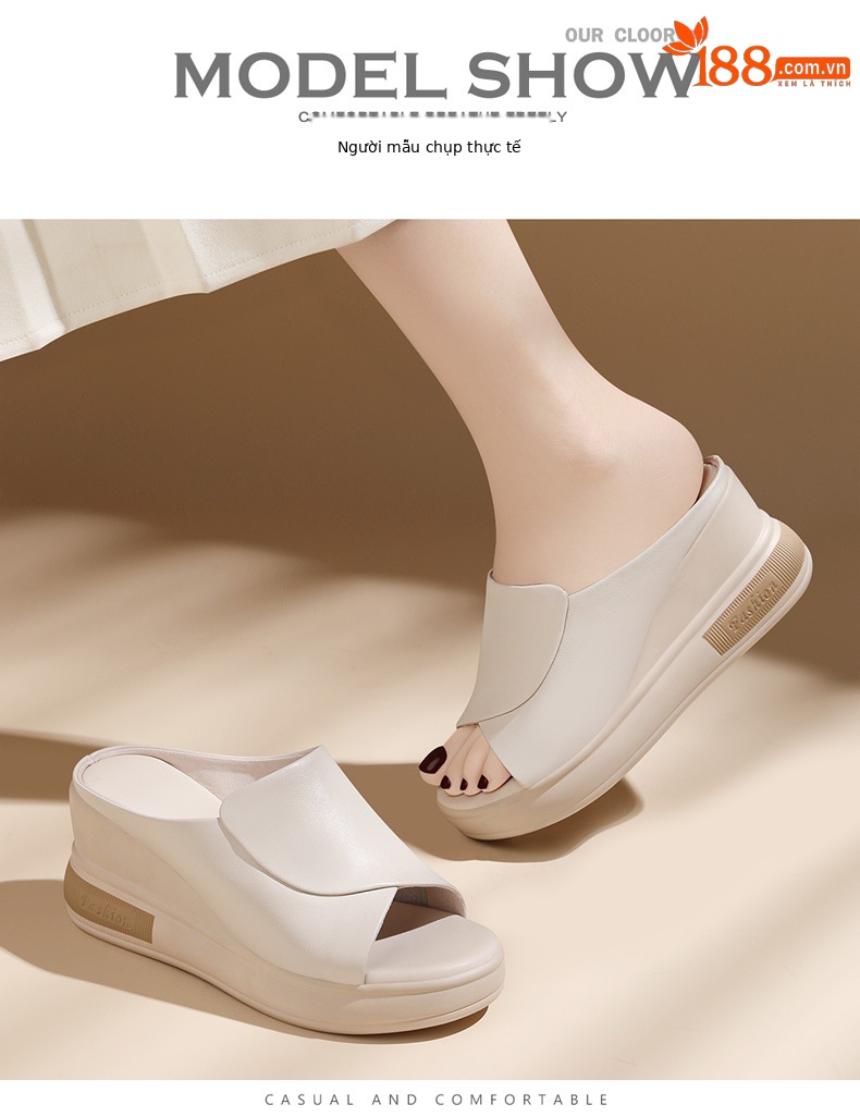 Dép sandal cao gót nữ quai ngang da thật gót 5 cm — 1949 màu be/gót cao 5cm, 1949 Đen/cao gót 5cm chi tiết 9