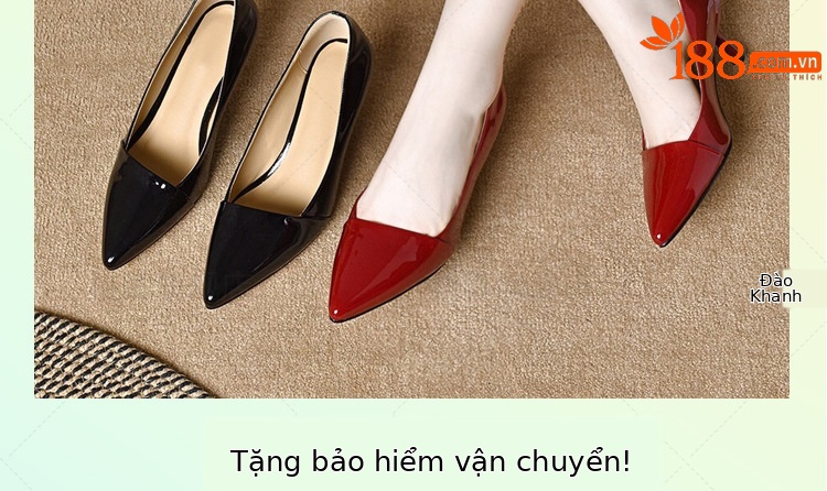 Giày cao gót nữ mũi nhọn da bóng gót nhọn thanh lịch — Màu đen chi tiết 2