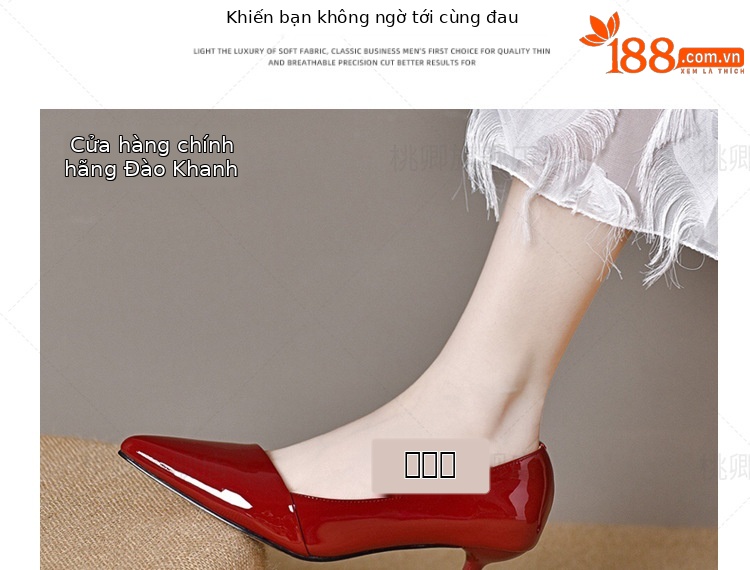 Giày cao gót nữ mũi nhọn da bóng gót nhọn thanh lịch — Màu đen chi tiết 5