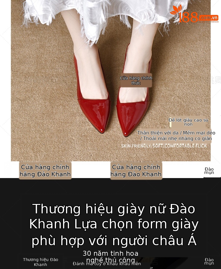 Giày cao gót nữ mũi nhọn da bóng gót nhọn thanh lịch — Màu đen chi tiết 7