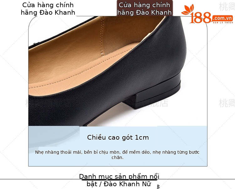 Giày lười nữ mũi vuông da thật đế bằng mềm, xỏ chân tiện lợi — Màu đen chi tiết 10